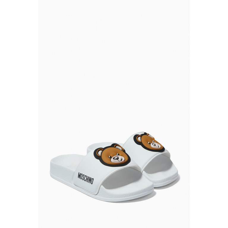 Moschino - Teddy Bear Slides in Rubber White