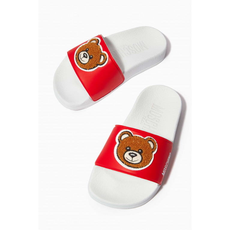 Moschino - Teddy Bear Slides in Rubber Red
