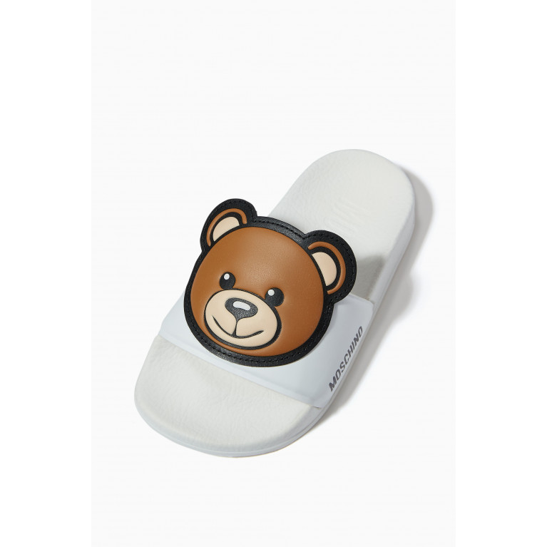 Moschino - Macro Teddy Bear Slides in Rubber White