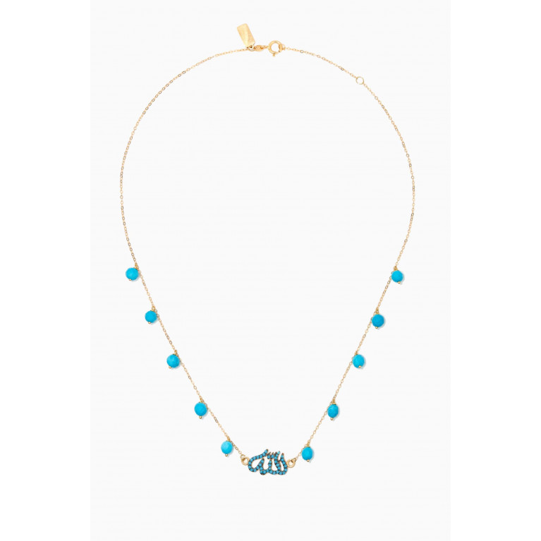 Le Petit Chato - "Allah" Necklace with Turquoise in 18kt Yellow Gold