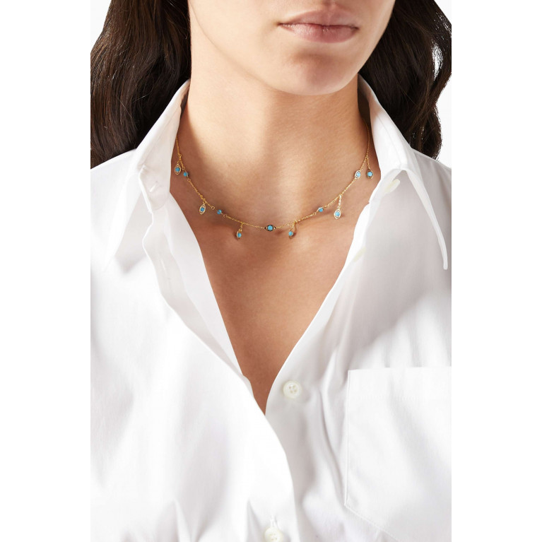 Le Petit Chato - Drops Choker with Turquoise in 18kt Yellow Gold