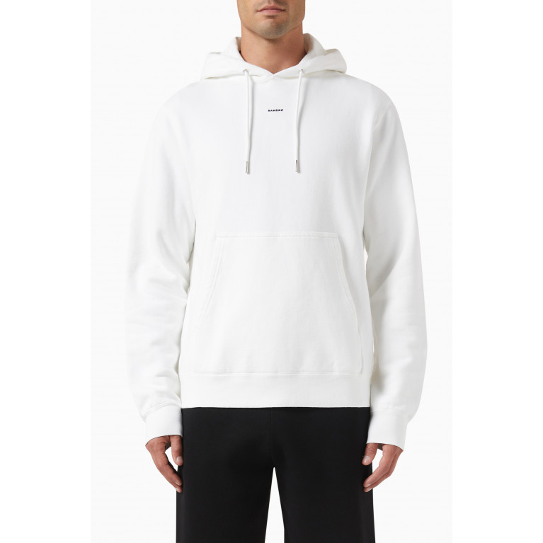 Sandro - Embroidered Hoodie in Organic Cotton White