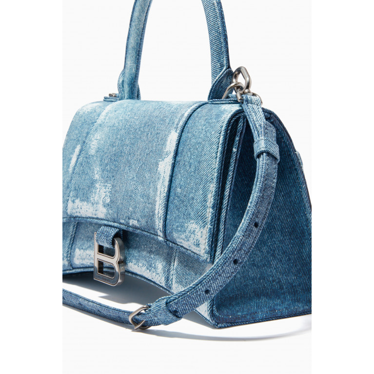 Balenciaga - Small Hourglass Bag in Denim Print Leather