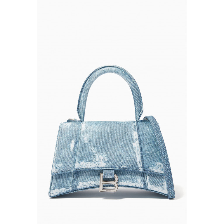 Balenciaga - Small Hourglass Bag in Denim Print Leather