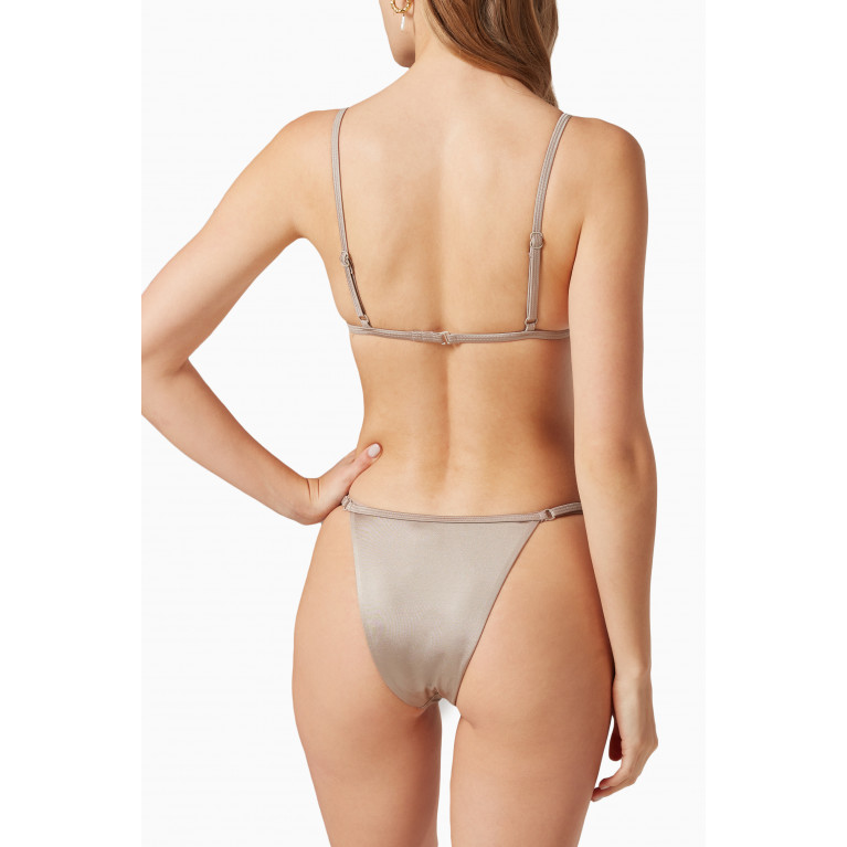 Good American - Shine Perfect Fit Bikini Bottoms in Stretch Nylon Grey