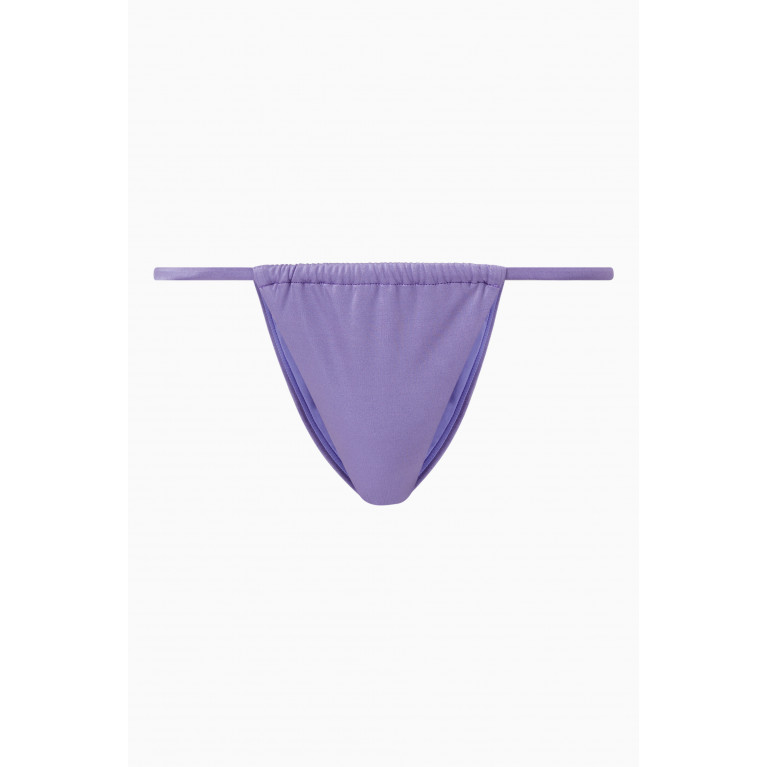 Good American - Shine Ruched Perfect Fit Bikini Bottoms in Stretch Nylon Purple