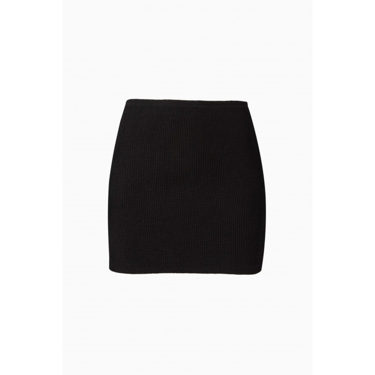 Good American - Always Fits Mini Skirt in Crinkle Swim Fabric Black