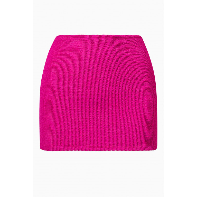 Good American - Always Fits Mini Skirt in Crinkle Swim Fabric Pink