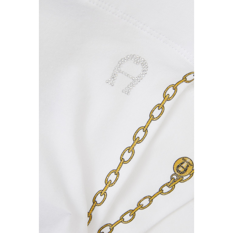 AIGNER - Logo Chain Leggings in Cotton White