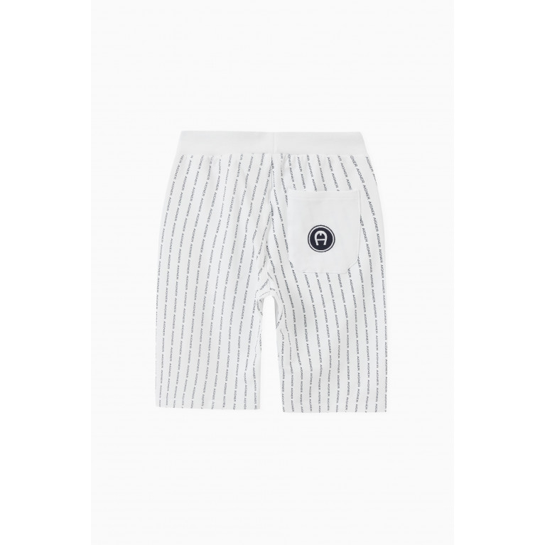 AIGNER - Logo Stripe Shorts in Cotton White