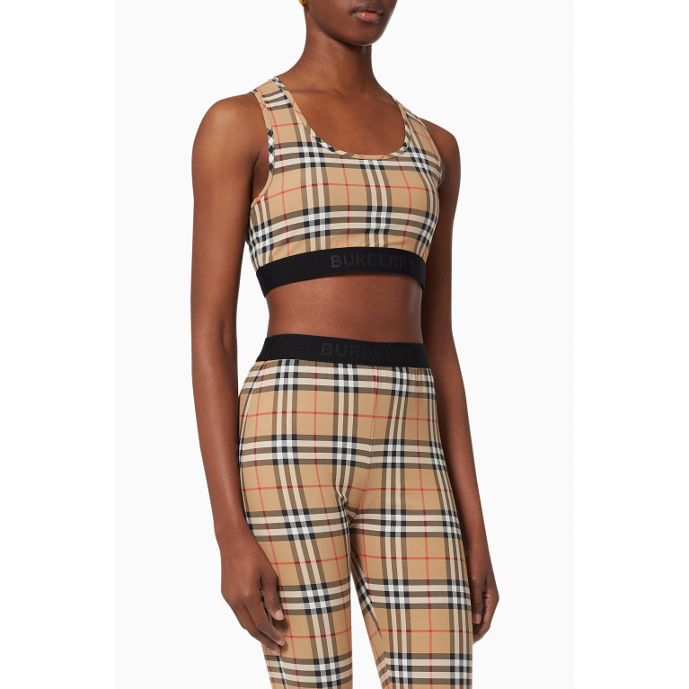 Burberry - Vintage Check Sports Bra with Logo Detail in Jersey