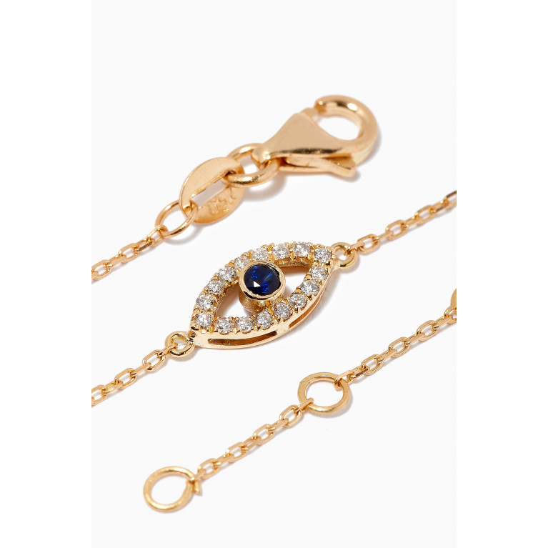 The Golden Collection - Evil Eye Bracelet with Diamonds & Sapphire in 18kt Yellow Gold