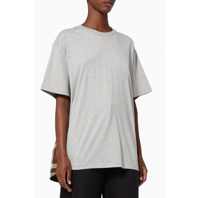Burberry - Check Panel Oversized T-shirt in Cotton Jersey