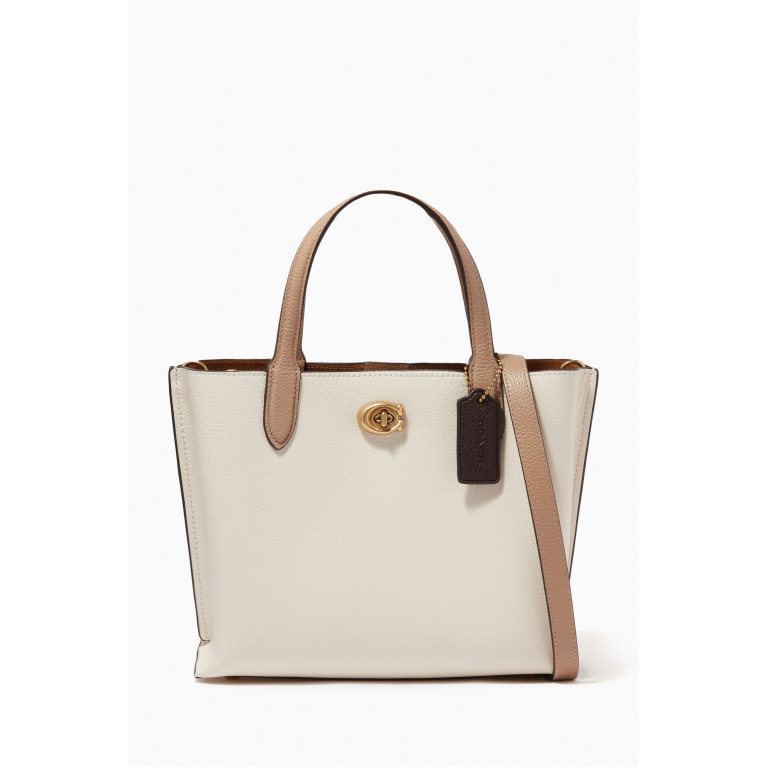 Coach - Willow 24 Tote Bag in Colour-block Leather White