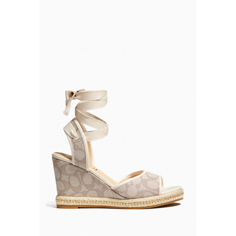 Coach - Page Wedge Sandals in Signature Jacquard