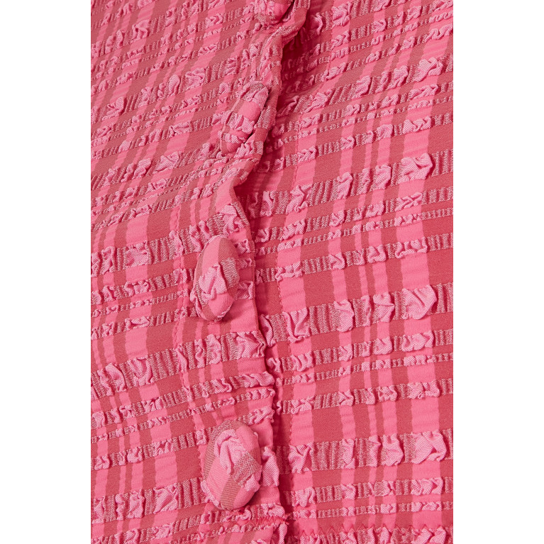 Lisa Marie Fernandez - Cropped Cardigan in Striped Seersucker Pink