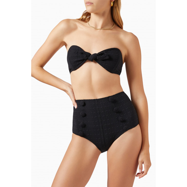 Lisa Marie Fernandez - Button High Waist Bikini in Crepe Black