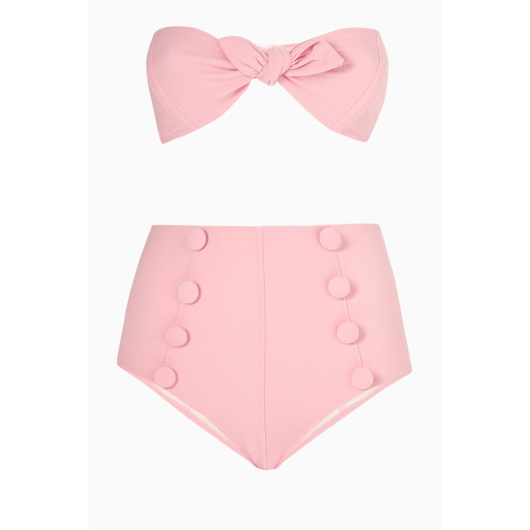 Lisa Marie Fernandez - Button High Waist Bikini in Crepe Pink
