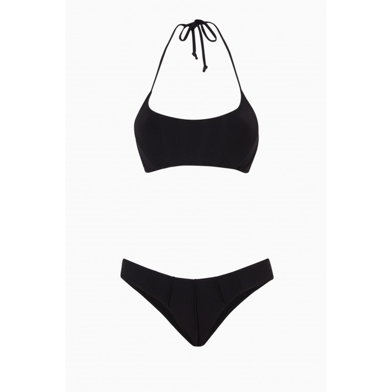 Lisa Marie Fernandez - Corset Bikini Set in Stretch Nylon Black