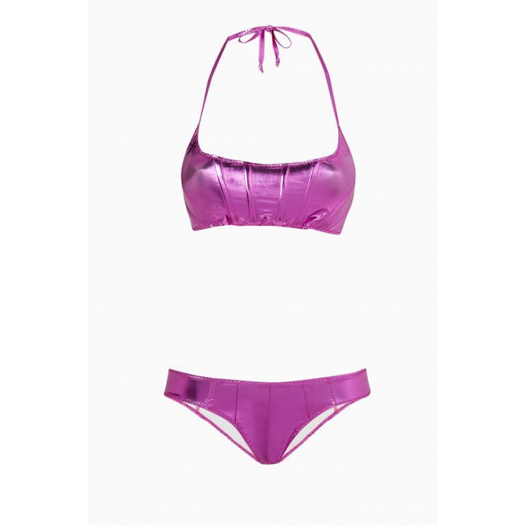 Lisa Marie Fernandez - Corset Bikini in Metallic PVC Purple