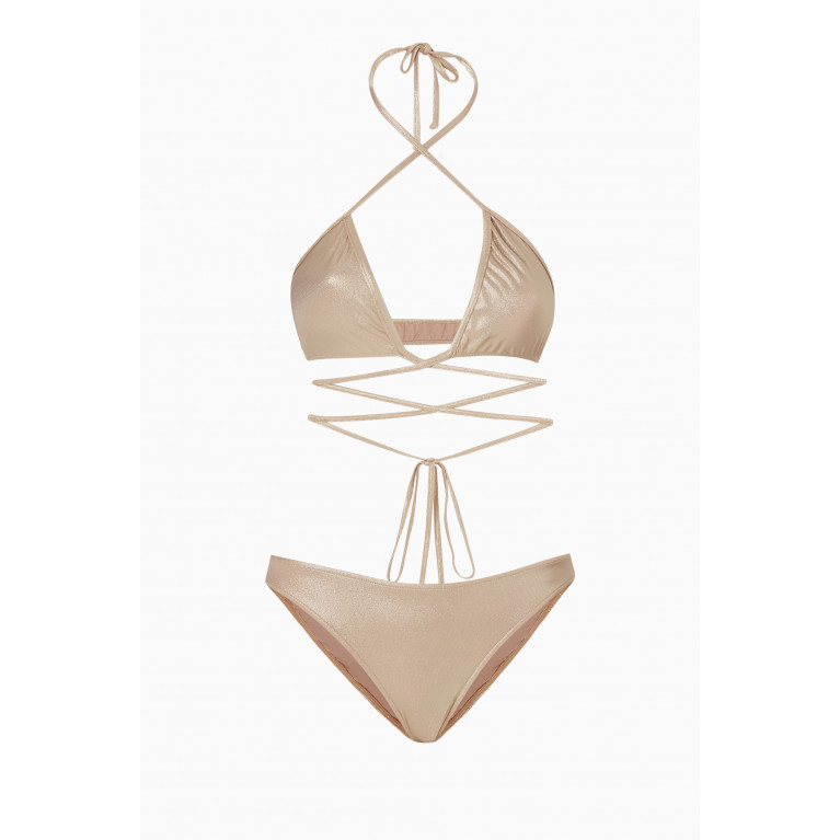 Adriana Degreas - Metallic Wrap Tri Bikini Set
