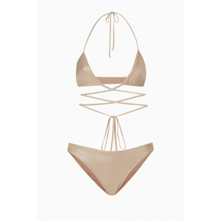 Adriana Degreas - Metallic Wrap Tri Bikini Set
