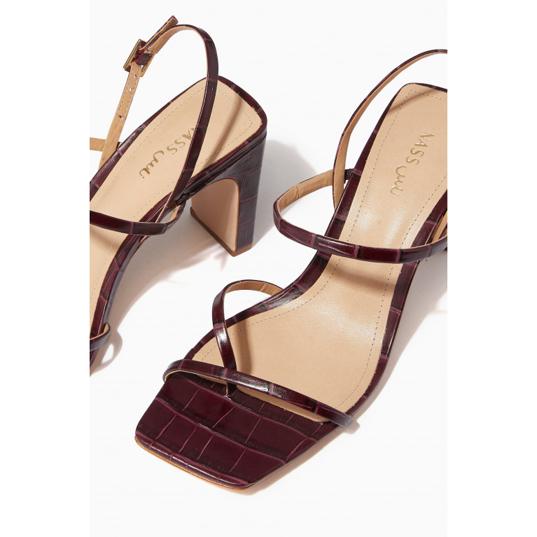 NASS - Block Heel Sandals in Croc-embossed Leather