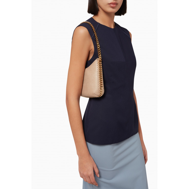 Stella McCartney - Mini Falabella Zip Shoulder Bag in Shaggy Deer Neutral