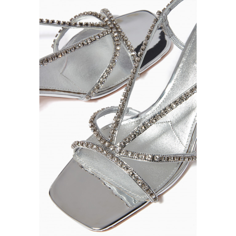 Miu Miu - Crystal Sandals in Metallic Technical Fabric