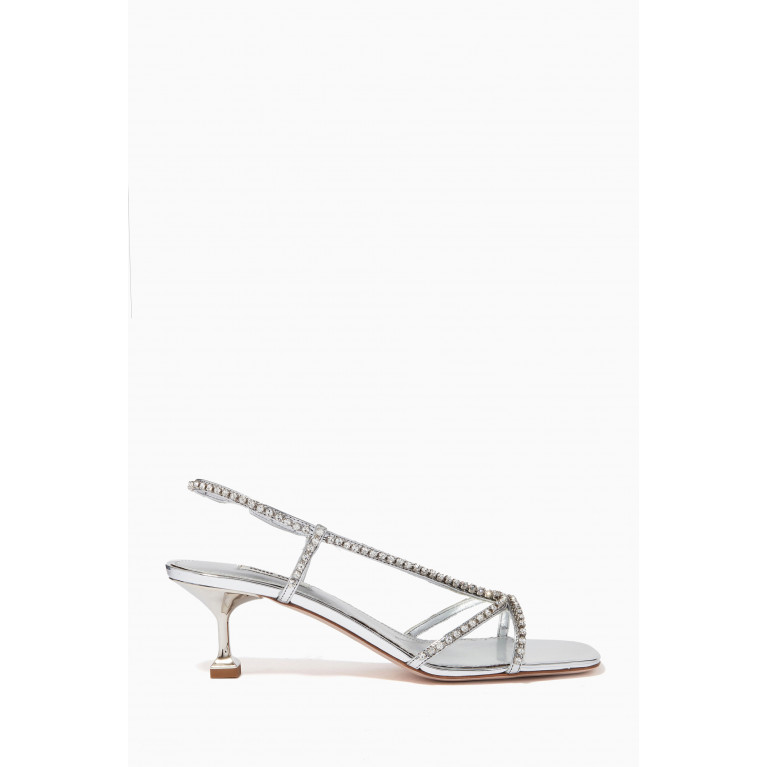 Crystal Sandals in Metallic Technical Fabric