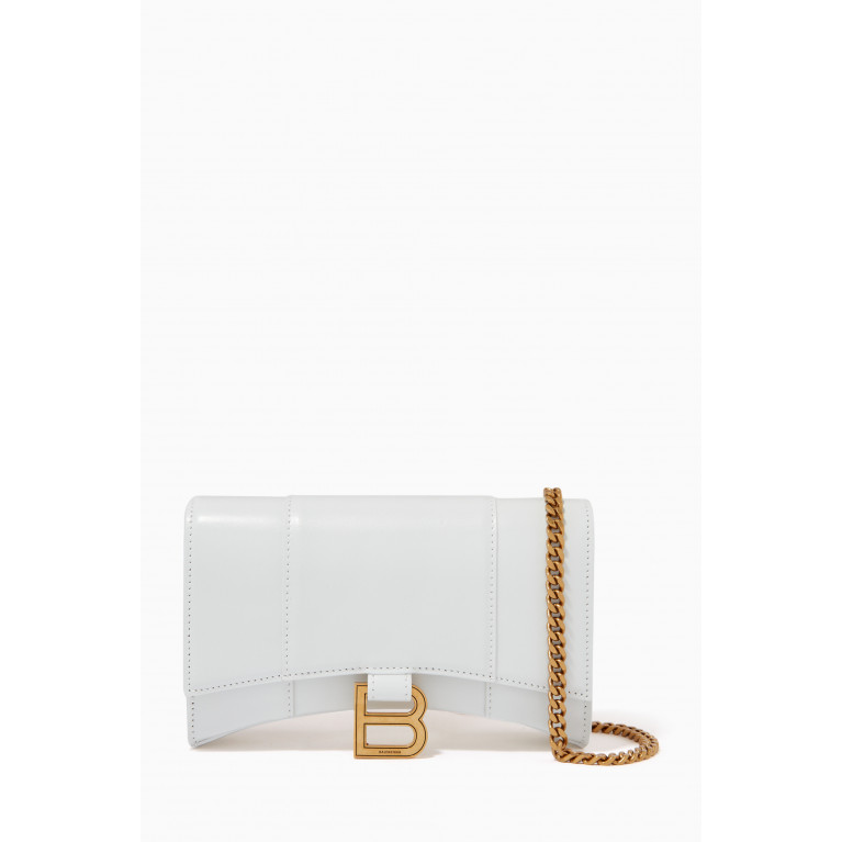 Balenciaga - Hourglass Wallet with Chain in Shiny Calfskin