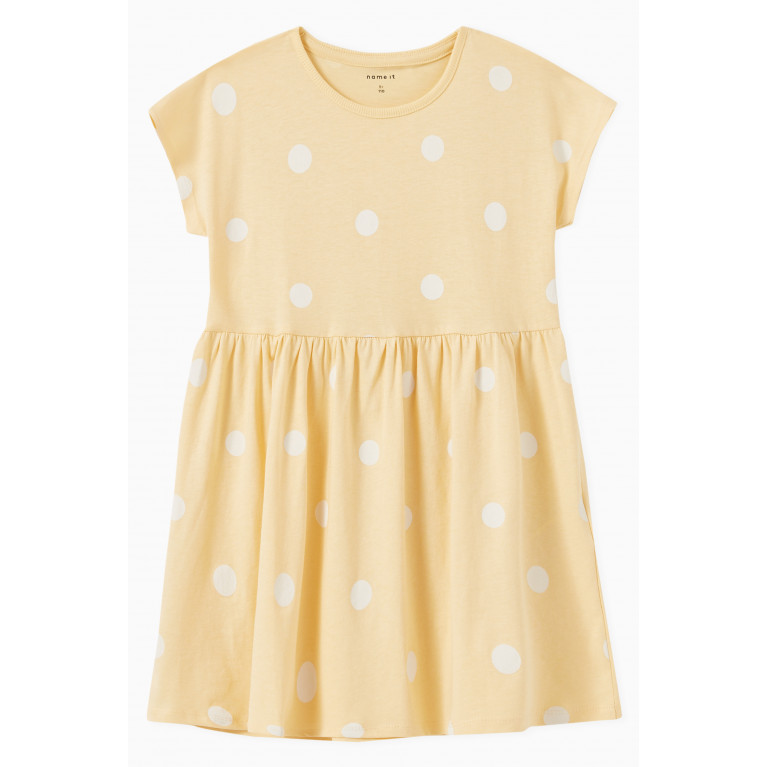 Name It - Polka Dots Dress in Cotton Yellow