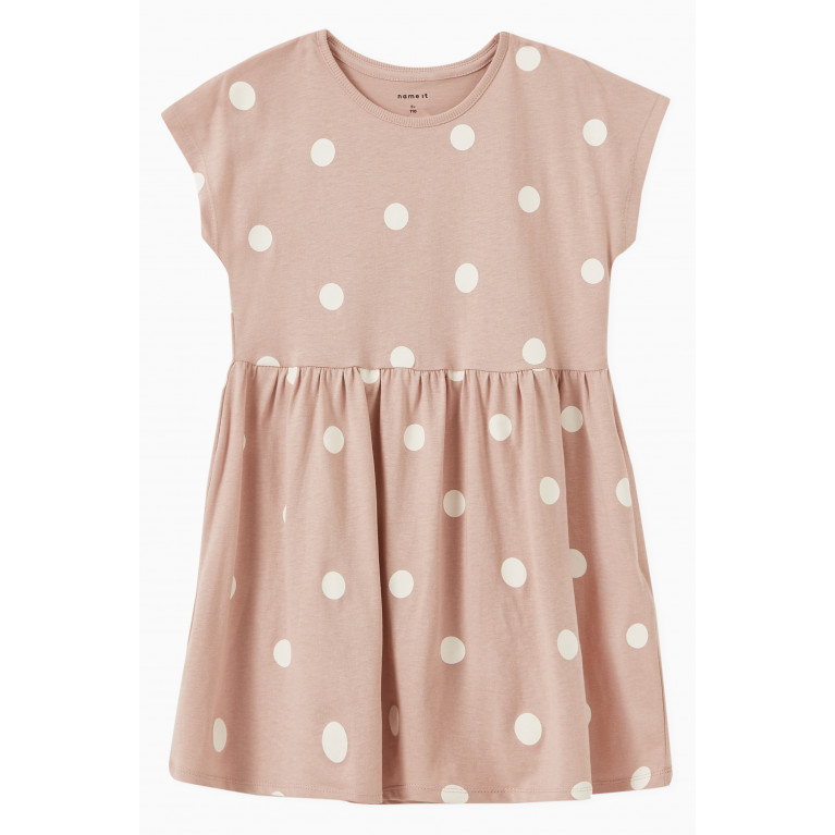 Name It - Polka Dots Dress in Cotton Pink