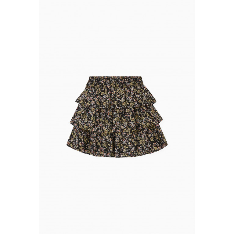 Name It - Flower Mini Skirt Black