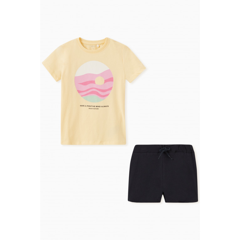 Name It - Jolean T-shirt & Shorts Set in Cotton Yellow