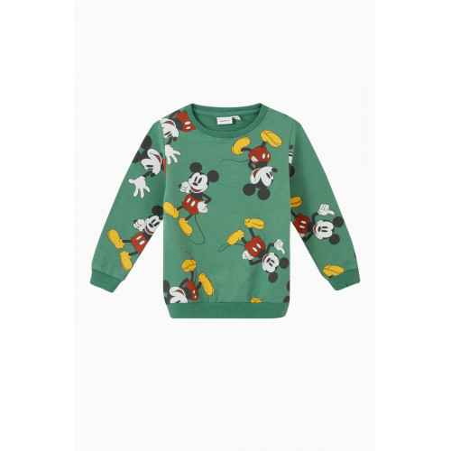 Name It - Mickey Mouse Sweatshirt in Organic Stretch Cotton Green