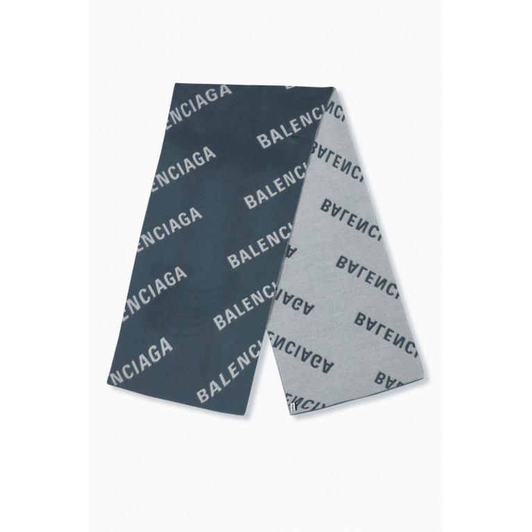 Balenciaga - Allover Logo Macro Scarf in Brushed Wool