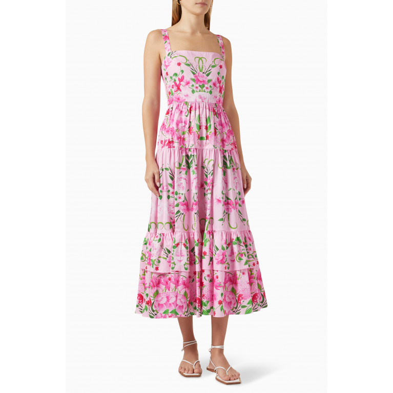 Borgo de Nor - Daniela Tiered Midi Dress in Cotton Pink