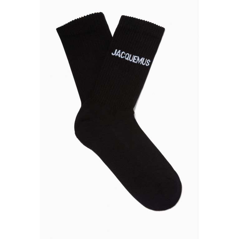 Jacquemus - Les Chaussettes Logo Socks in Organic Cotton Black