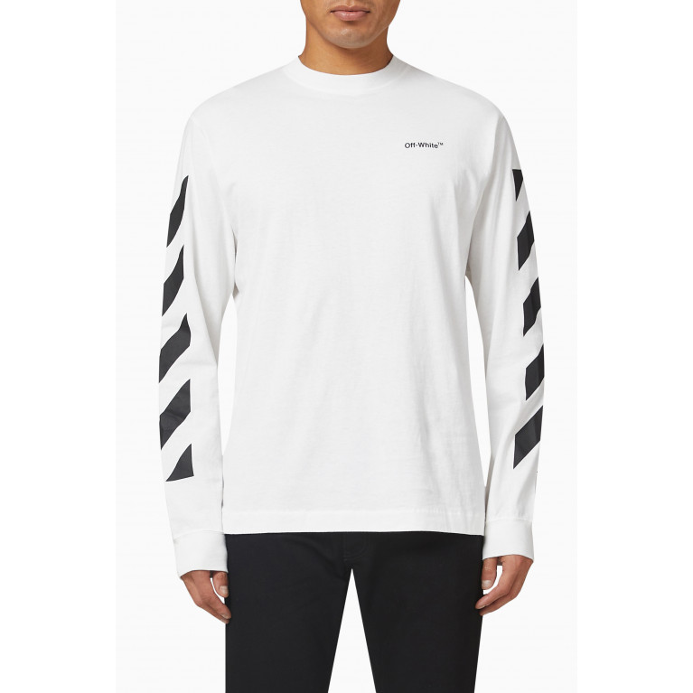 Off-White - Diagional Helvetica Skate T-shirt in Cotton Jersey White