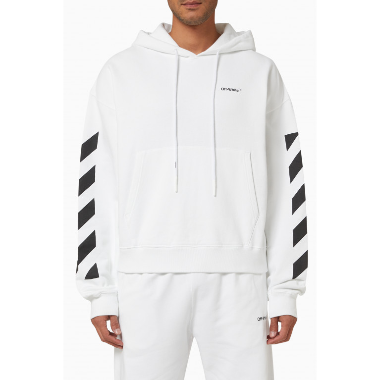 Off-White - Diagonals Helvetica Oversized Hoodie in Cotton White