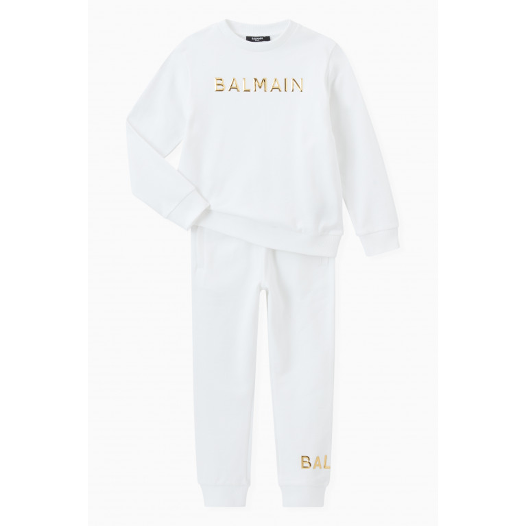 Balmain - Embellished Logo Sweatpants in Cotton Jersey