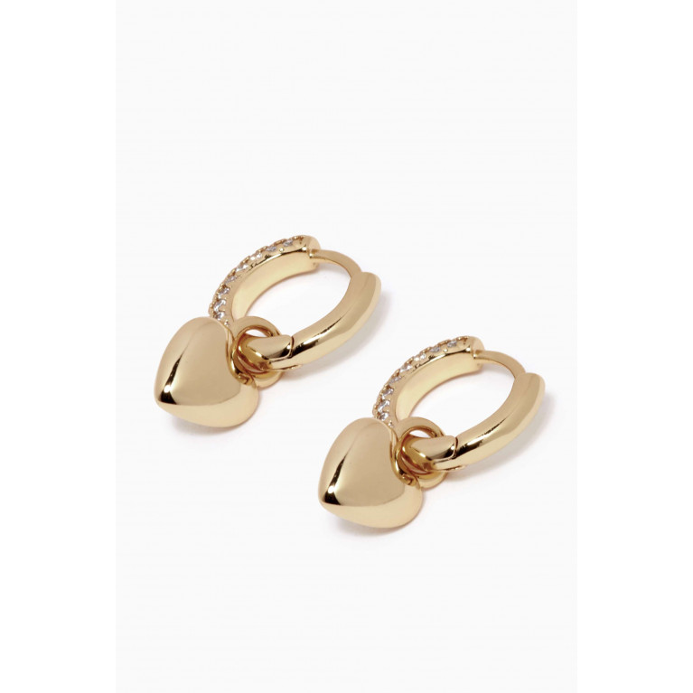 Luv Aj - Puffy Heart Huggies in 18kt Gold Plated Brass