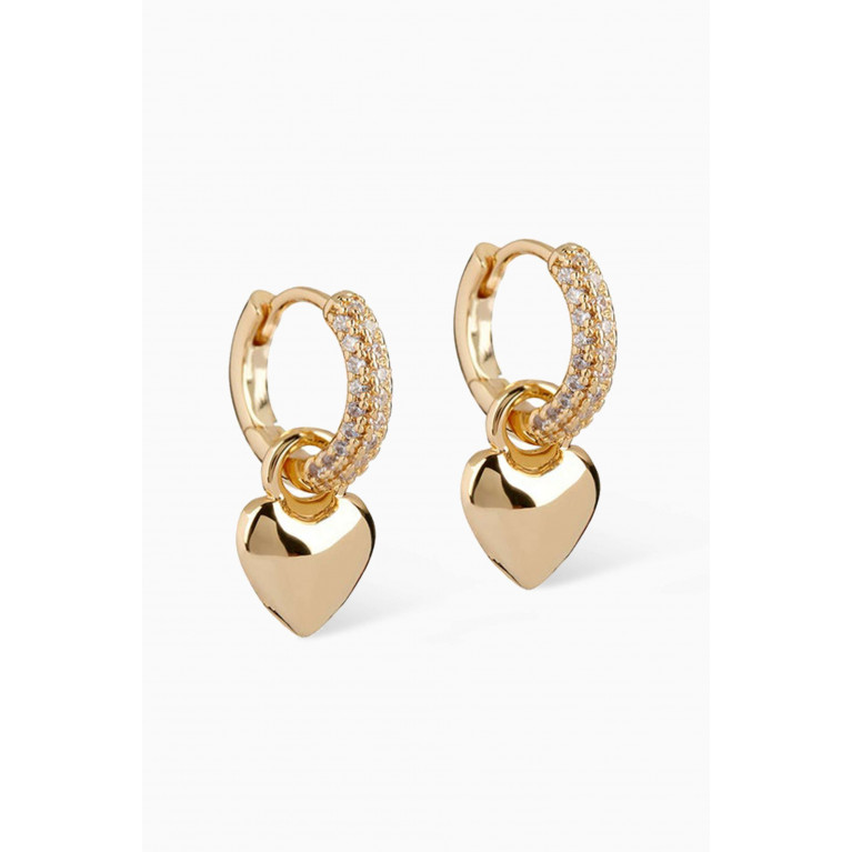 Luv Aj - Puffy Heart Huggies in 18kt Gold Plated Brass