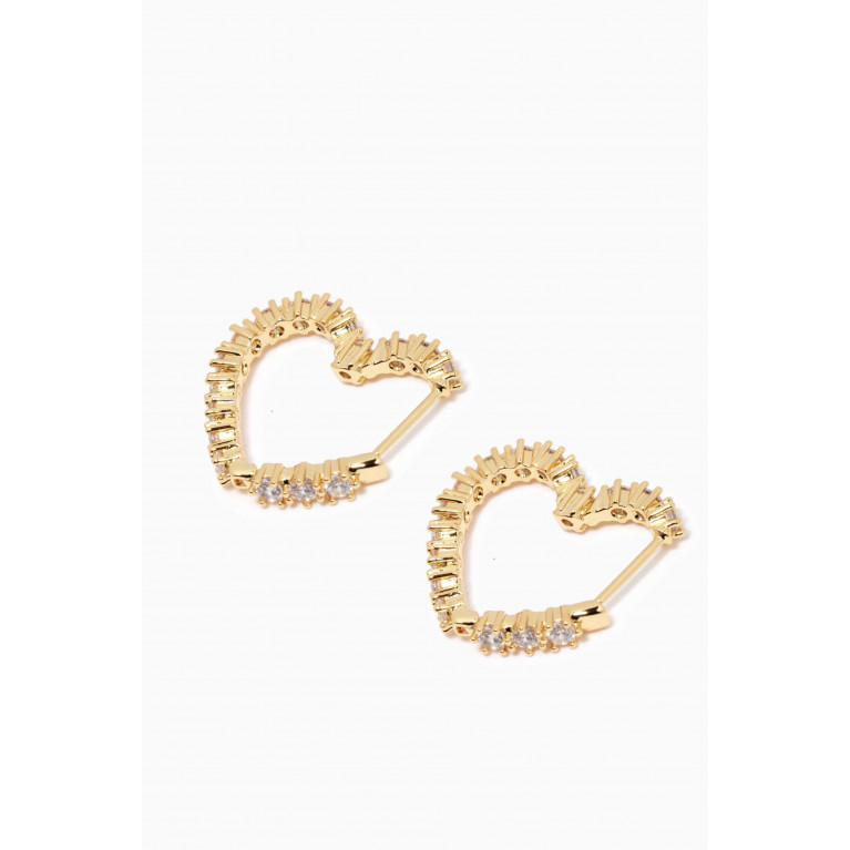 Luv Aj - Diamond Heart Bijoux Hoops in 18kt Gold Plated Brass