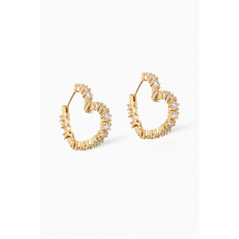 Luv Aj - Diamond Heart Bijoux Hoops in 18kt Gold Plated Brass