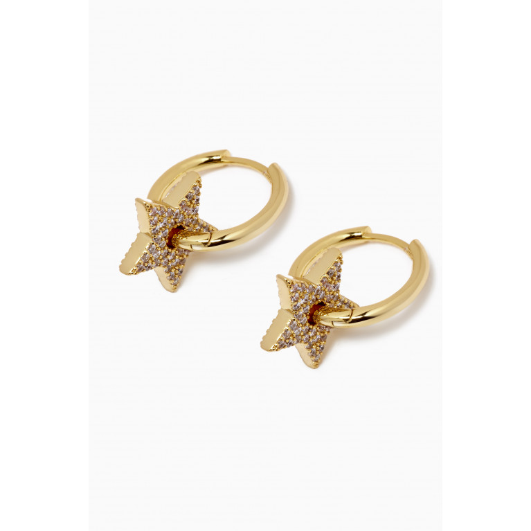 Luv Aj - Pavé Star Charm Hoops in 18kt Gold Plated Brass
