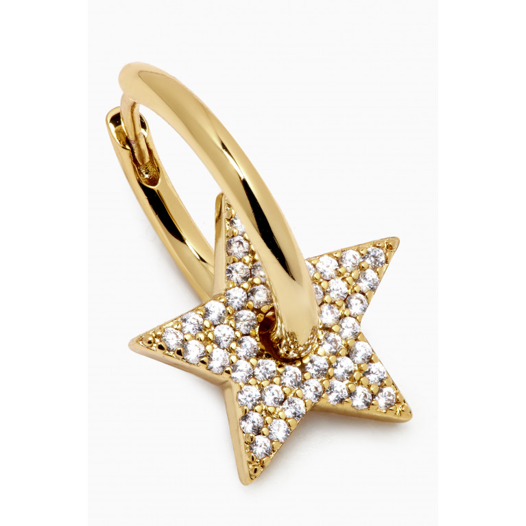 Luv Aj - Pavé Star Charm Hoops in 18kt Gold Plated Brass