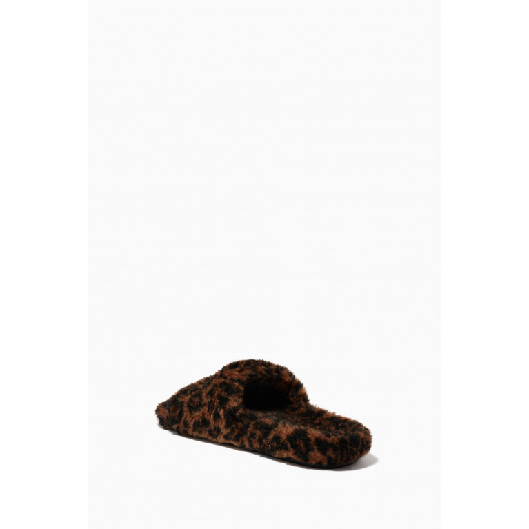 Balenciaga - Political Campaign Furry Slide Sandals in Leopard Faux Fur