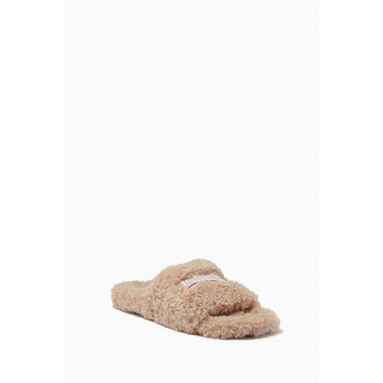 Balenciaga - Political Campaign Furry Slide Sandals in Faux Shearling